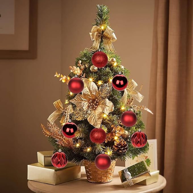 12PCS 3.15" Christmas Ball Ornaments Shatterproof Red Christmas Tree Decorations Xmas Tree Balls Halloween Ornaments Décor