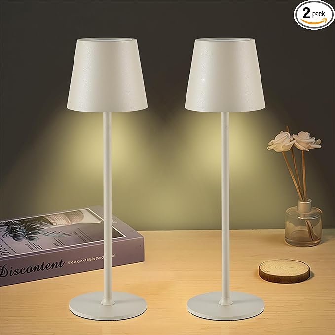 2Pack Cordless Table Lamps USB Rechargeable Simplicity Desk Lamp Built-in 4600 mAh Battery LED Battery Operated lamp with Touch Control Table lamp - Bedroom/Desk/Reading/Patio(Apricot)
