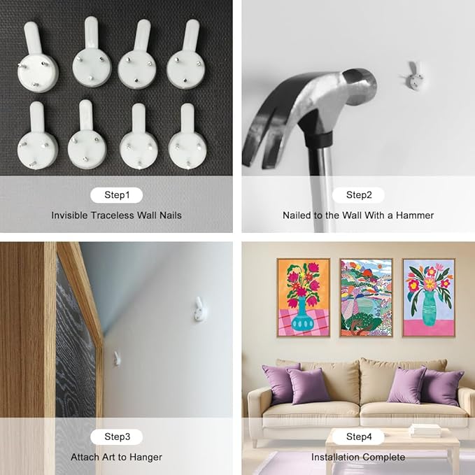 HOURIA Colorful Flower Field Landscape Framed Canvas Wall Art Set,Abstract Pink Floral Vase Wall Decor,Natural Botanical Tree Artwork,Modern Sunrise Art Prints for Living Room,Farmhouse-16 x24 x3