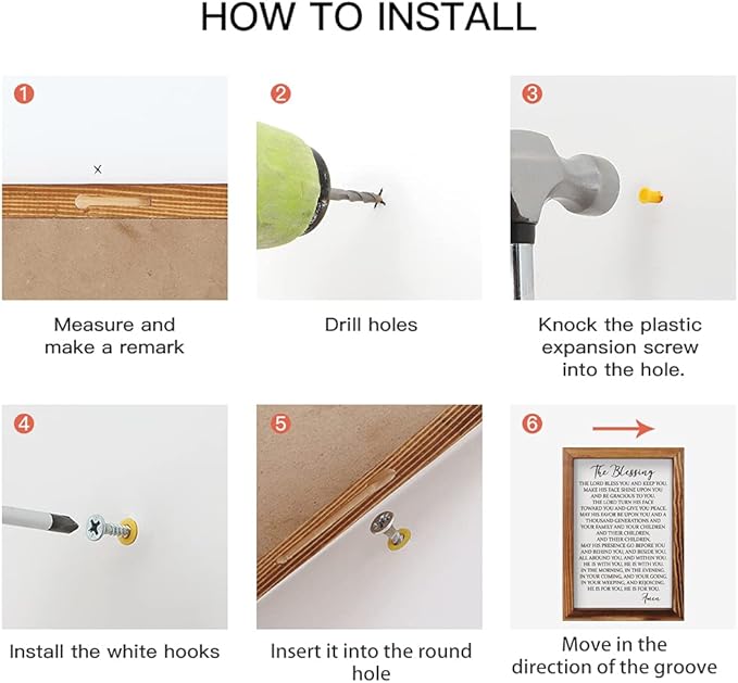 CHDITB The Blessing Lyrics Kari Jobe Framed Wood Sign Plaque(11"×16"), Religious Scripture Bible Verse Amen Quotes Christian Home Decor, Vintage Psalm 91 Wall Art for Home Bedroom Kitchen Farmhouse