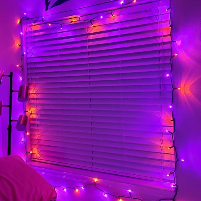 Dazzle Bright Purple and Orange Fairy String Lights, 2 Pack Total 40FT 120 LED Copper Wire Battery Operated Waterproof Lights, Halloween Decorations for Indoor Home Outdoor Patio Yard Party Decor