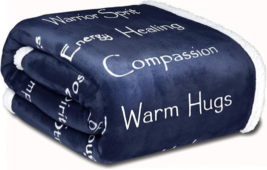 WOLF CREEK BLANKET - Compassion Blanket (Brand)- Strength Courage Super Soft Warm Hugs, Get Well Gift Blanket Plush Healing Thoughts Positive Energy Love & Hope (Blue, 50 x 65 Sherpa)