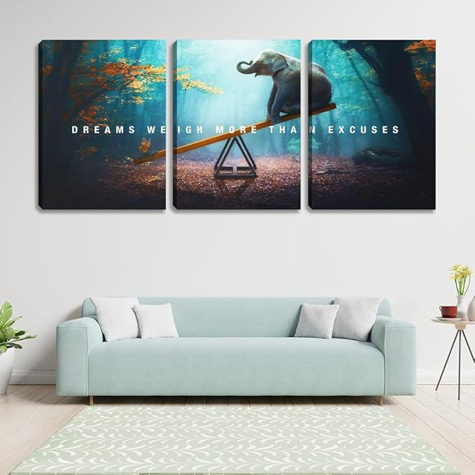 3 Pieces Motivational Office Wall Decor Entrepreneur Canvas Wall Art Posters Prints Paintings Picture Artwork Inspirational Positive Home Bedroom Living Room Wall Decorations Framed (36" Wx16 H)
