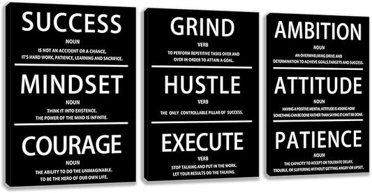 Motivational Wall Decor Paintings Inspirational Office Wall Decor Posters Prints 3 Pieces Bedroom Decor Living Room Office Canvas Picture Wall Painting Home Decoration Framed Artwork (60" Wx28 H)