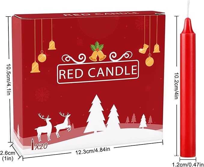 20PCS 4-inch Red Taper Candles for Decorative Use - Perfect for Christmas Events and Celebrations