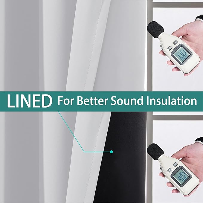 Yakamok 100% Blackout Curtains 84 Inches Long, 2 Thick Layers Heat and Full Light Blocking Soft Thermal Insulated Drapes for Bedroom(62" Wide Each Panel, Greyish White, 2 Panels)