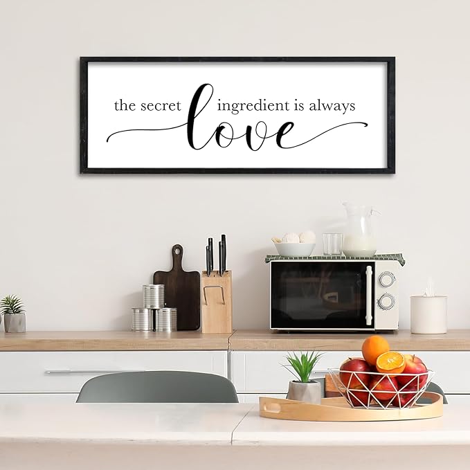 Surfapans Meals and Memories Are Made Here Sign Wall Art Decor 32"x12" for Kitchen Dining Room Large Wooden Framed Wall Hanging (Black)