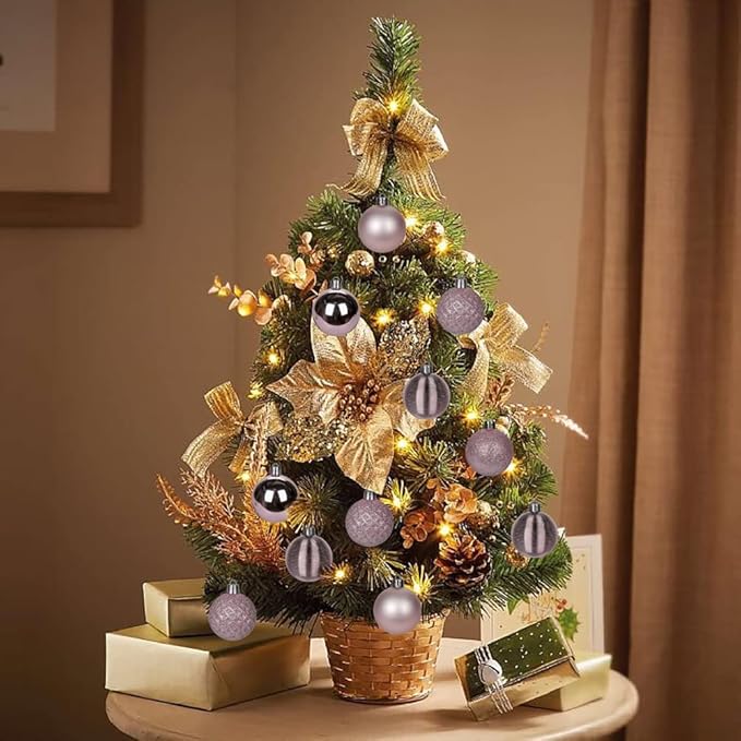 30PCS 2" Christmas Ball Ornaments Shatterproof Pink Christmas Tree Decorations Xmas Tree Balls Halloween Ornaments Décor