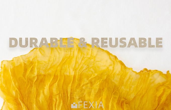 FEXIA 12 Pack Gold Table Runner 35x120 Inches for Summer Decor Baby Shower Decoration Gauze Rustic Table Runner for Wedding Party First Communion Centerpiece Engagement Bridal Shower Boho Decoration