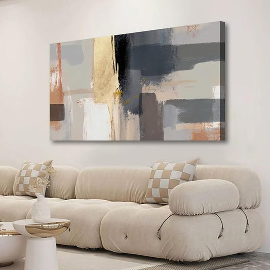 Abstract Canvas Wall Art for Living room Office Bedroom Golden Grey Wall Art Print Oil Paintings Modern Black White Marble Pictures Wall Decor Cool Artwork Waterproof Ready to Hang - 20in * 40inch