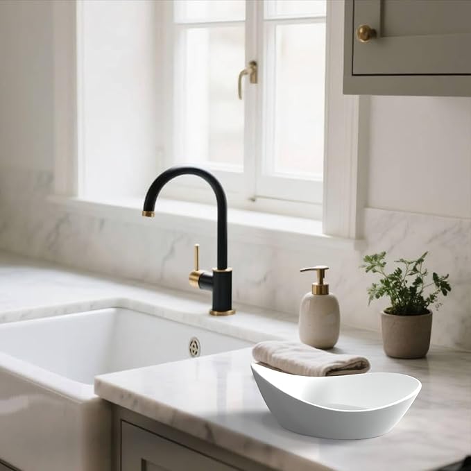 Concrete Fruit Bowl for Kitchen Counter – Large Decorative Bowls for Kitchen Decor, Dining Table, and Home Decor, Modern Centerpiece for Keys, Fruit, Candy, or Table Decor (White, 10.6")