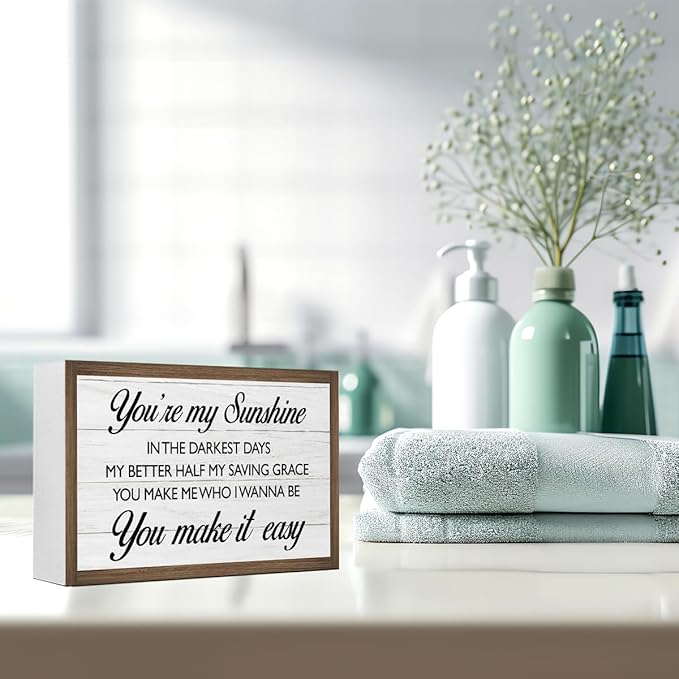 You Make It Easy Inspirational Wooden Box Sign Desk Decor,Motivational Wooden Block Plaque Sign for Home Farmhouse Shelf Table Wall Decor