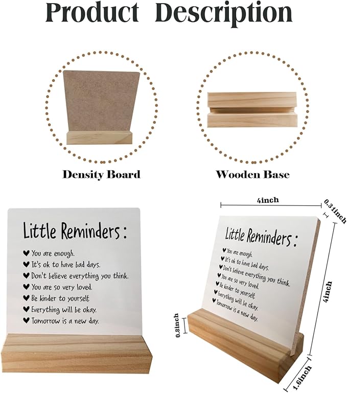 Little Reminders You are Enough Desk Plaque Sign with Stand,Dorm Signs for College Girls, Inspirational Signs Decor for Office Dorm Desk,Back to School Gifts for College Students Girls Boys