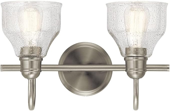 Kichler Avery 14.75" 2 Light Vanity Light with Clear Seeded Glass in Olde Bronze