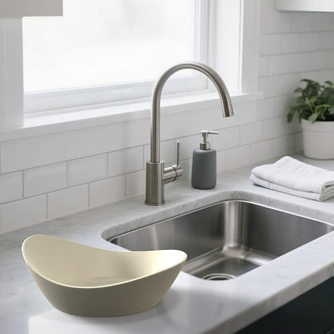 Concrete Fruit Bowl for Kitchen Counter – Large Decorative Bowls for Kitchen Decor, Dining Table, and Home Decor, Modern Centerpiece for Keys, Fruit, Candy, or Table Decor (Beige, 10.6")