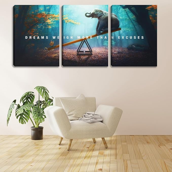 3 Pieces Motivational Office Wall Decor Entrepreneur Canvas Wall Art Posters Prints Paintings Picture Artwork Inspirational Positive Home Bedroom Living Room Wall Decorations Framed (36" Wx16 H)