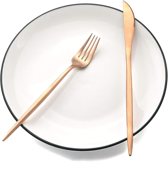 Gugrida Copper Gold Flatware, Royal 20 Pieces Luxury Matte Finish 18/10 Stainless Steel Tableware Sets for 4 Including Forks Spoons Knives, Camping Silverware Travel Utensils Set Cutlery (Rose Gold)