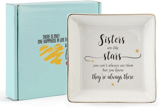 HOME SMILE Ceramic Ring Dish Jewelry Tray for Mom Sister Friends