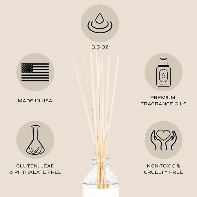 Sweet Water Decor Hello Fall Reed Diffuser Set - Hot Cider, Cinnamon, Cloves, Apple, and Nutmeg Scented Diffuser - Scent Diffusers for Home, Long Lasting Fragrance, Made in The USA