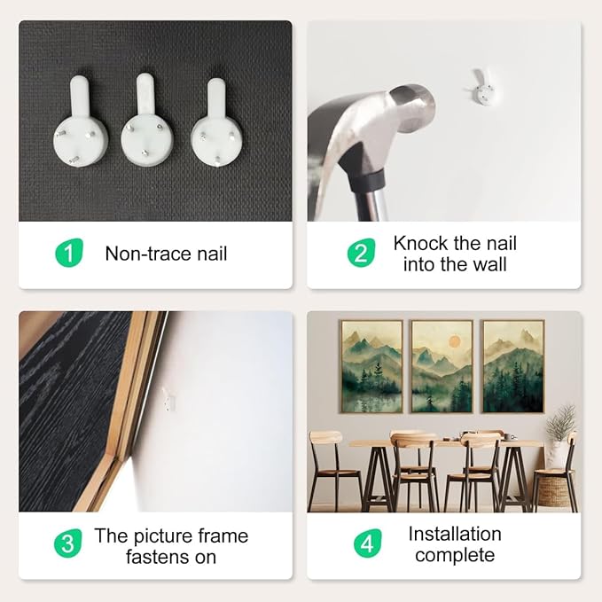 IARTTOP Large Mountain Canvas Wall Art Framed 24x36 Inch Foggy Forest Green Landscape Art Prints Nature Landscape Wall Decor for Living Room Bedroom Office Set of 3