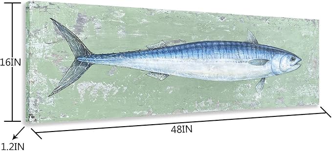 Yihui Arts Tuna Canvas Wall Art - Fish Oil Paintings with Textured – Abstract Coastal Pictures for Living Room Bedroom Bathroom Decor