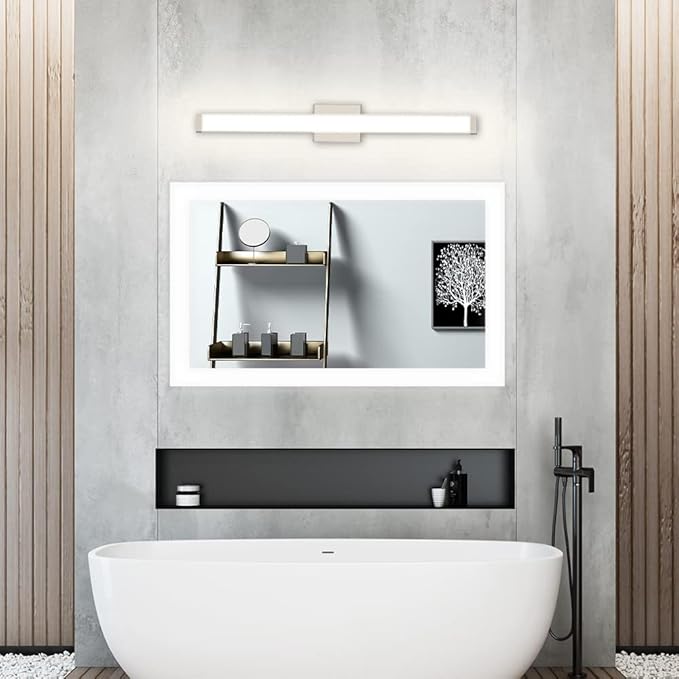 Bathroom Vanity Light Brushed Nickel Square LED 33.5inch 18W 4000K Natural White Light Wall Bar Lighting Fixtures Over Mirror