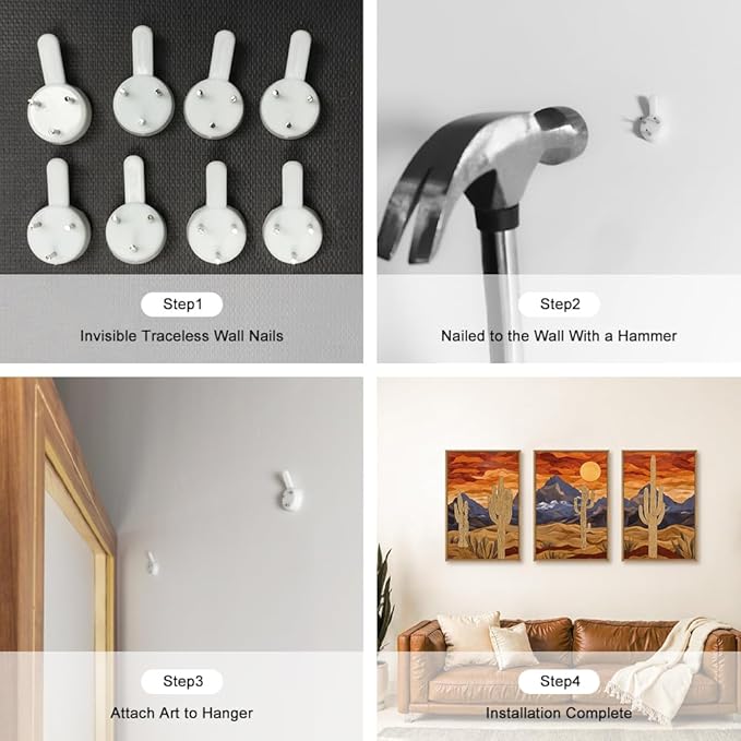 HPNIUB Mountains Desert Framed Canvas Wall Art Set, Abstract Sun Art Prints, Modern Cactus Paintings Artwork, Mid Century Southwestern Landscape Wall Decor for Living Room, Bedroom, Office-24 x36 x3