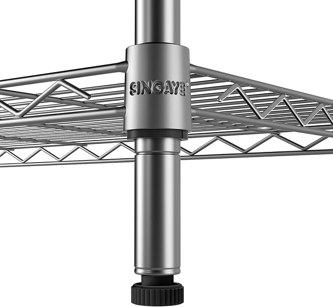 SINGAYE 6 Shelf Wire Shelving Unit Adjustable Metal Shelves Standing Bathroom Organizers and Storage Wire Closet Metal Pantry Kitchen 12" DX22 W 69.5" H Gray