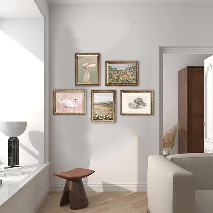 uniro Vintage Swan Wall Art Prints, ClassicalWhite Swan Canvas Oil Painting Poster for Nursery Room Decor, Pastel Watercolor Farmhouse Wall Decor Vintage Animal Art Pictures for Bedroom Gallery Office Bathroom, Nursery Wall Decor( 8" x 10"-UNFRAMED)