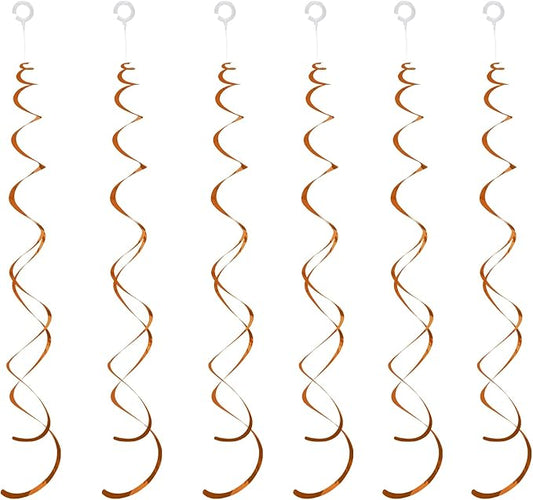 30 Pieces Orange Hanging Swirls Whirls Party Decoration Foil Swirl Ceiling Decor Plastic Streamer Party Supplies for Home Office Classroom Children's Birthday Baby Shower Wedding Decorations