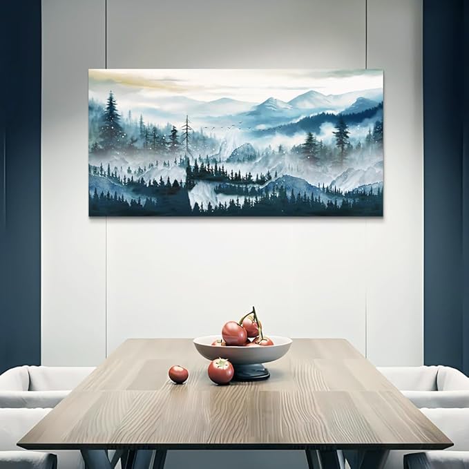 Wapluam Large Framed Wall Art For Living Room Abstract Wall Decor For Bedroom Office Inspiration Pictures Fog forest Wall Painting Canvas Art Prints Artwork Modern Ready To Hang Home Decorations