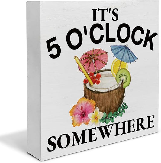 Beach Decor - Summer Beach Decorations Summer Fruit Wooden Sign Home Shelf Desk Decor 5 X 5 Inches