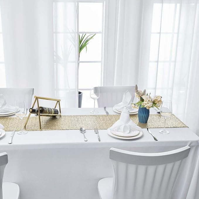 2 Packs 12 x 108 inches Champagne Gold Sequin Table Runner, Glitter Champagne Table Runner for Wedding Birthday Bachelorette Holiday Party Supplies Decorations Bridal Shower Baby Shower