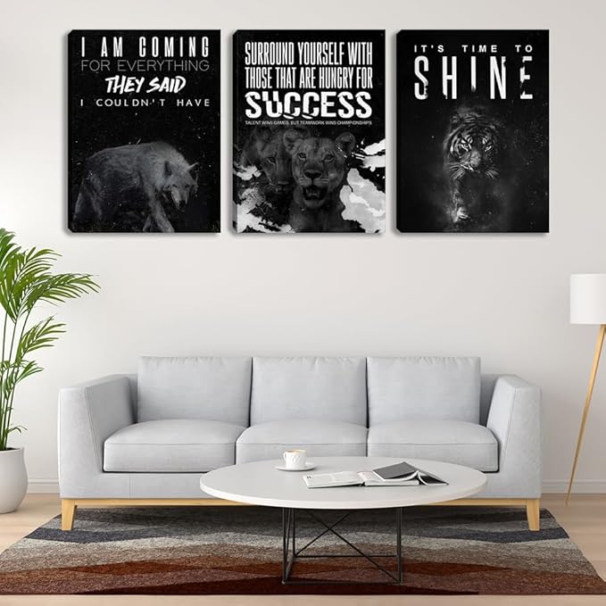 Black Office Wall Decor Motivational Wall Decor Bedroom Living Room Decor Men Wall Art for Office Inspirational Wall Art Painting Poster Prints Canvas Wall Art Framed (36" Wx16 H)