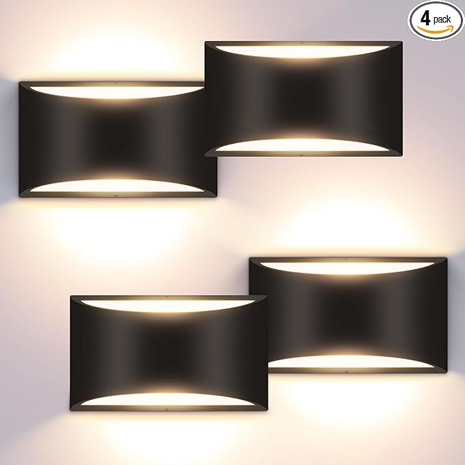 4 Pack Modern LED Wall Sconces, Black 3000K Warm White Hardwired Indoor Wall Lights Up and Down Wall Mount Light for Bedroom,Living Room, Hallway(with G9 Bulbs)