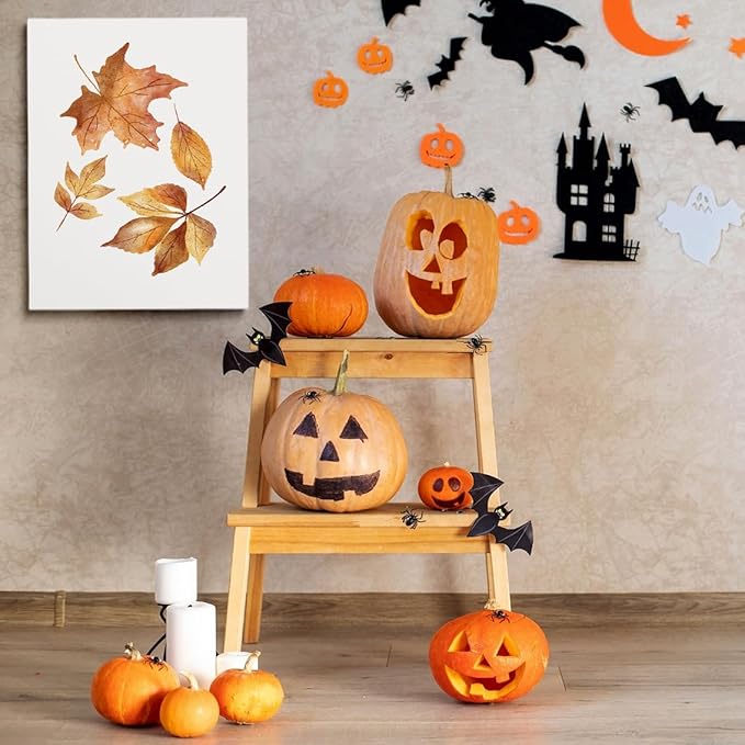 Framed Watercolour Falling Leaves Fall Canvas Print Posters Fall Art Fall Wall art Fall decor Autumn Print Fall Sign Fall painting Office Farmhouse Decor 11x14 framed