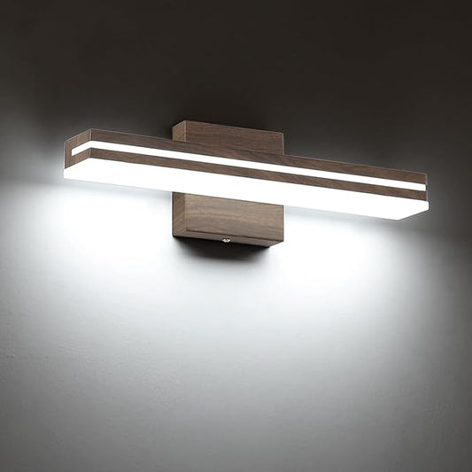 SineRise 16-Inch LED Modern Bathroom Vanity Light Bar, Brown Modern Acrylic Bathroom Wall Lighting Fixtures Over Mirror (Cool White 6000K)