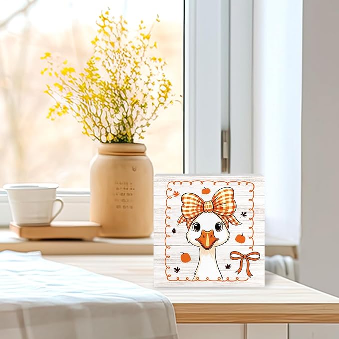 Funny Silly Goose Fall Decor, Fall Decorations for Home Office, Autumn Thanksgiving Decorations for Kitchen Gifts for Gooses Animals Lovers 5 x 5 inches (Tub 1707)