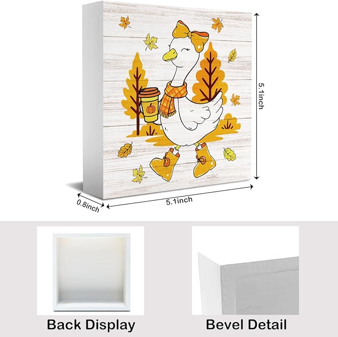 Funny Silly Goose Fall Decor, Farmhouse Fall Decorations for Home Office, Autumn Goose Bow Decorations for Table Gifts for Gooses Animals Lovers 5 x 5 inches (Tub 1709)