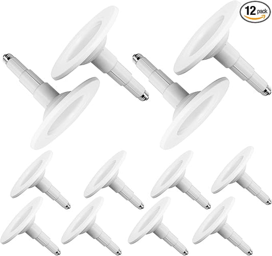 Jolux 12 Pack 5/6 Inch LED Can Lights Adjustable Recessed Retrofit Downlight,12W=60W,5000K Daylight, 800LM,Dimmable,ETL Damp Rated Replacement Recessed Lighting Install,Flat Trim, E26 Base.