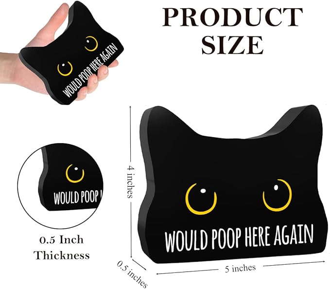 Would Poop Here Again Funny Bathroom Acrylic Decor Sign Black Cat Decor Cat Decor for Home Bathroom Cat Lover Gifts For Women Men