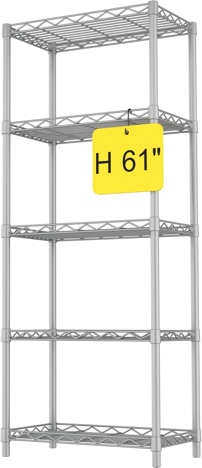 HOMEFORT 5-Tier Wire Shelving 5 Shelves Unit Metal Storage Rack Durable Organizer Perfect for Pantry Closet Kitchen Laundry Organization in Grey,21”Wx14”Dx61”H