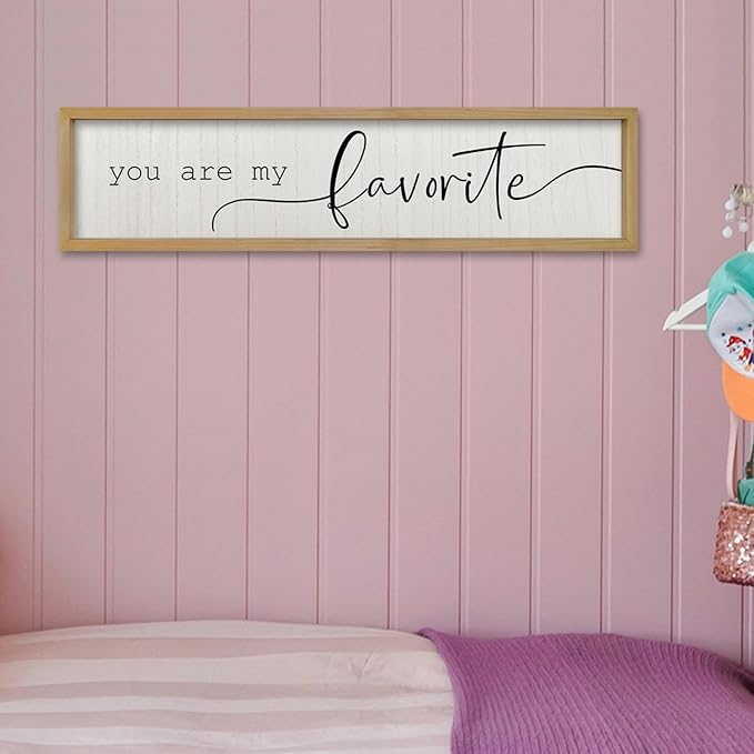 ZZJJHYWGQ Master Bedroom Above Bed Wall Decor You Are My Favorite Sign Art 32"×8" Love Theme Farmhouse Couples Over Bed Love Quotes Modren Romantic Horizontal Wood Framed Wall Art (Wood)