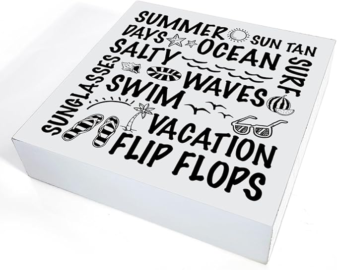 Summer Sign Decor Summer Wood Block Sign Home Beach House Desk Table Shelf Decoration