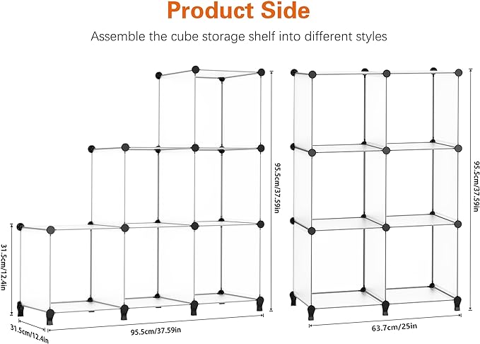 HOMIDEC 6-Cube Storage Organizer, Closet Organizer Storage Shelf Bookcase Bookshelf with Metal Hammer, Storage Cubes Organizer Cabinet for Kids, Closet, Bedroom, Bathroom, (11.8x11.8x11.8 inch)