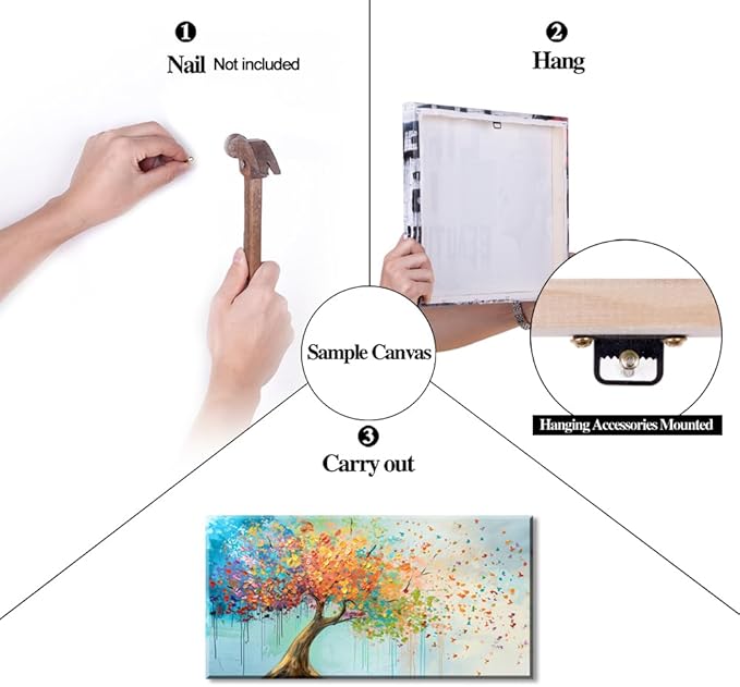 ZESTFLICKR Wall Art tree of Life fly canvas colorful Oil Painting Reproduction Print Modern Abstract Paintings Artwork Landscape Picture for Living Room Bedroom Home Office Kitchen Decor(20x40inch)