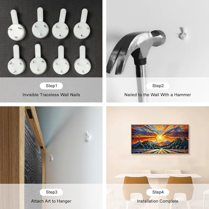 HOURIA Large Natural Mountain Forest Framed Canvas Wall Art Set,Wilderness Sunrise Wall Decor,Boho Pine Tree Square Ridge Artwork,Modern Field Art Print for Living Room, Office, Farmhouse- 20"x40"x1