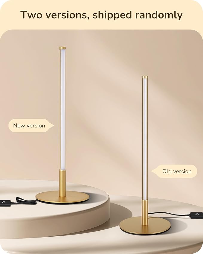 EDISHINE Upgraded LED Table Lamp Set of 2, Stepless Dimmable Bedside Lamps with Metal Finish & 3 Color Temperature, 6W Modern Desk Lamps, Gold Nightstand Lamp for Bedroom, Living Room, Corner, Gift