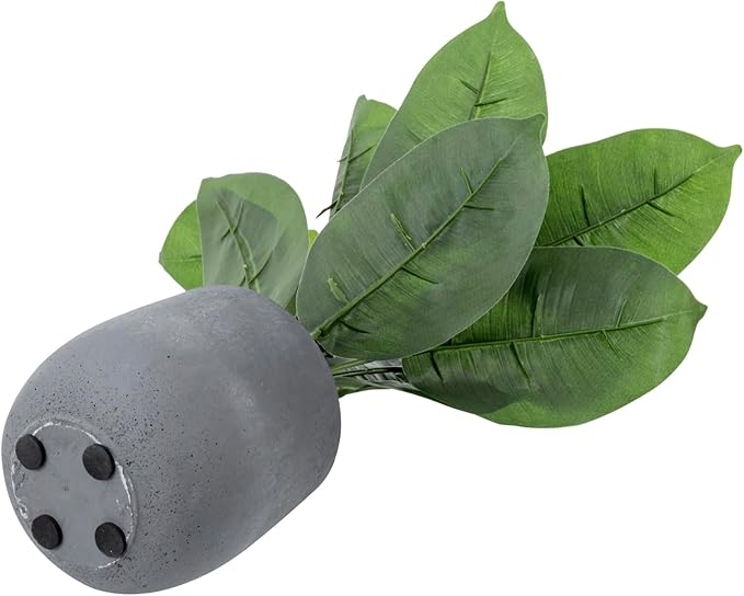MyGift 16 Inch Tall Artificial Monstera and Banana Leaf Plant in Gray Concrete Planter Pots, Decorative Tabletop Faux Greenery Potted Indoor Plants, 2 Piece Set