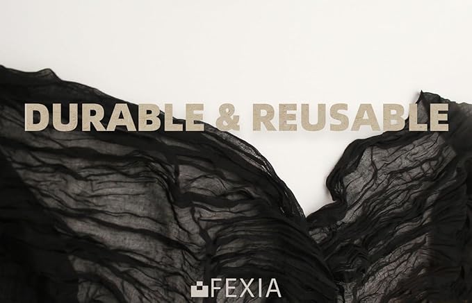 FEXIA 3 Pack Black Table Runner 35x120 Inches for Gothic Baby Shower Decoration Gauze Rustic Table Runner for Wedding Party First Communion Centerpiece Engagement Bridal Shower Boho Decor